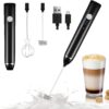Handheld Milk Frother, USB Rechargeable 3 Speed Modes Mini Electric Milk Foam Maker with 2 Different Whisking Head Mixer for Coffee, Latte, Cappuccino, Hot Chocolate & Egg Whisks