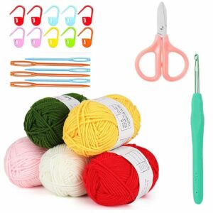 Crochet Kits for Beginners with Crochet Thread, Learn to Crochet Set Included Crochet Hooks Supplies DIY Tools,Crocheting Kit for Adults Kids