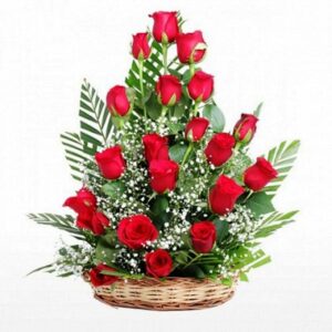 The FloralMart ? Special Basket Arrangement of 25 Red Roses Fresh Flowers