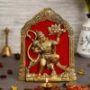 Metal Lord Hanuman Idol Statue for Home and Office Decor | Hanuman Ji Bajrang Bali Ki Murti for Home and Office Temple (7 x 8.5 Inches, Gold)