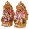 Laxmi Ganesh Pair Murti Terracotta Clay Idol Statue Showpiece for Home Decor Mandir Temple Pooja Room Table Office Gifts