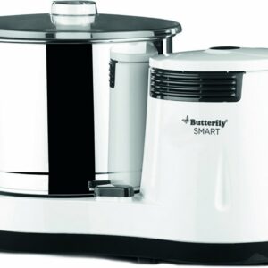 Butterfly Smart 2 Litres Table-Top Wet Grinder|150 Watts|Shockproof ABS Body| Coconut Scrapper Attachment|2 stones with 4-Way Grinding| Stainless Steel Drum | 2 Years Manufacturer's Warranty | White