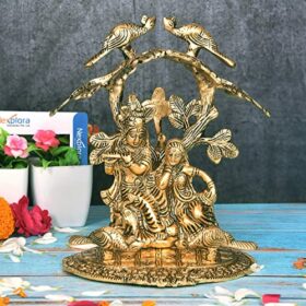 Metal Radha Krishna Idol Showpiece, Height 19 cm, Gold Antique, 1 Piece