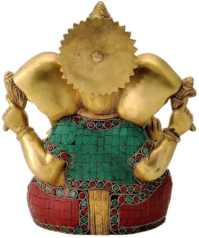 Colourful Large Ganesh Brass Idol Statue Puja Home Decor Gift Diwali Wedding Anniversary