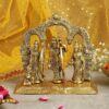 Metal Lord Ram Darbar Idol Set with Sita, Laxman, and Hanuman Ji Statues for Home Temple, Office, Gifts - Gold