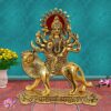 Metal Maa Durga Idol Sherawali Ambe Rani Showpiece, Height 20 cm, Golden, 1 Piece