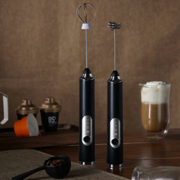 USB Rechargeable Electric Foam Maker - Handheld Milk Wand Mixer Frother for Hot Milk, Hand Blender Coffee, Egg Beater (Black) - Image 4