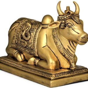 Brass Astadhatu Dps-Astadhatu Nandi Bull Idol For Home Temple/ Decorative Brisabh Nandi Idol For Puja/ Shiv Nandi Puja Idol (3 Cm, Gold)