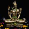 Lord Shiva Statue Metallic Finish Pooja Mandir Room, Shankar Mahadev Showpiece Idol, Shiv Ji Murti, Home & Office Decor, Marriage Gift - Gold (7 x 5 x 2.5) Inches