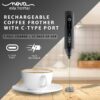 Rechargeable Milk Frother & Coffee Whisker with Dual Spring Tech | 1 Year Replacement Warranty | Free Coffee Frothing Recipe Book