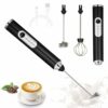 Milk Frother Hand Blender Coffee Frother Blender USB Rechargeable 3-Speed Electric Foam Maker with 2 Whisks Coffee Beater for Cappuccino Whisker Electric Blender for Egg Hand Blender