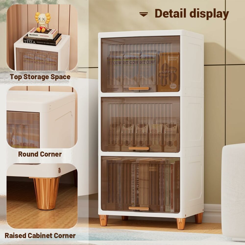 1 Tier Foldable Plastic Cloth Rack for Storage/Kitchen Cupboard/Versatile and Sturdy Wardrobe for Clothes/Storage Organizer/Closet for Bedroom/Living Room/Laundry Room/Study(White) - Image 3