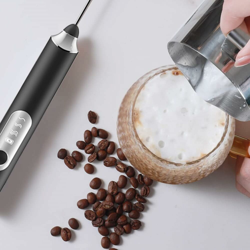 Milk Frother Hand Blender Coffee Frother Blender USB Rechargeable 3-Speed Electric Foam Maker with 2 Whisks Coffee Beater for Cappuccino Whisker Electric Blender for Egg Hand Blender - Image 4