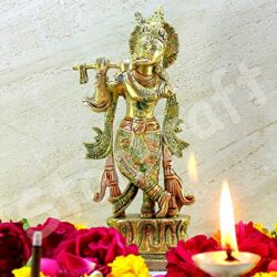 - Brass Krishna Murti Idol Statue Sculpture - Image 3