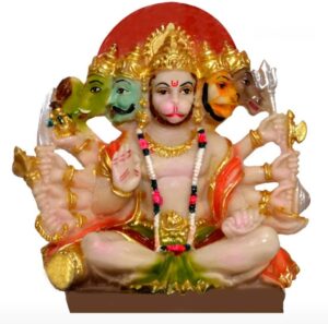 Polyresin Panchmukhi Hanuman Murti Statue Hanuman Ji Murti for Pooja Room Home Gate Vastu Home Temple Gift Idol 6 Inch