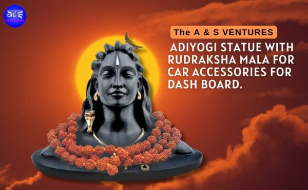 Adiyogi Statue with 5 Mukhi 108 Beads Rudraksha Mala & Attached Double Sided Tape for Car Dashboard, Black - Image 4