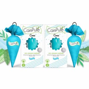 MANGALAM CamPure Camphor Cone (Original) Pack of 2-100% Organic | Air Freshener for Car, Wardrobe, Office Cabin's, Drawers, Travel Bag & Bathroom