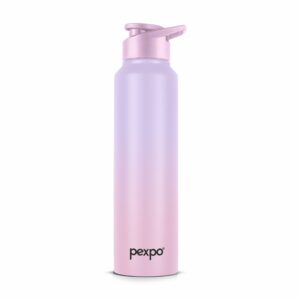 PEXPO Craft Pro ISI Certified Stainless Steel Sports/Fridge Water Bottle with Sipper Cap, 1000ml, Purple-Pink Ombre |Eco friendly | BPA Free | Water Bottle for Office, Gym, School, Yoga, Adults & Kids