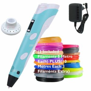Magicwand?with Adaptor?| 3D Pen for Kids | 3D Printing Pen with LCD Display?10 Metre Each 3 Filaments EXTRA & 3 Metre Each 3 Filaments??Pack of 1?