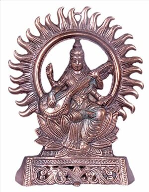 Goddess Saraswati Idol Gun Metal Copper Color by Efinito