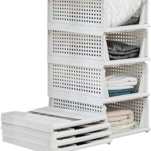 Clothes Organizer for Wardrobe Cupboard Organizer for Clothes Foldable and Stackable Closet Organizer Drawer Organizer for Clothes Multi Purpose Plastic Shirts Tops (3PCS-Small, White)