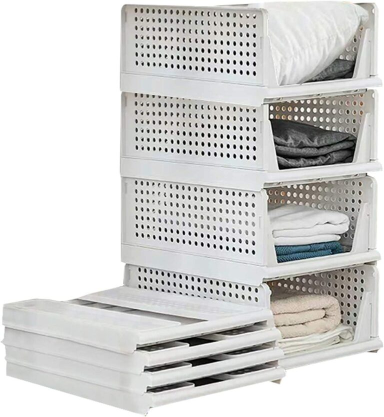 Clothes Organizer for Wardrobe Cupboard Organizer for Clothes Foldable and Stackable Closet Organizer Drawer Organizer for Clothes Multi Purpose Plastic Shirts Tops (3PCS-Small, White)