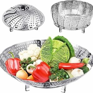 Jig-Tik Vegetable Steamer Basket, Premium Stainless Steel Veggie Steamer Basket - Folding Expandable Steamers to Fits Various Size Pot (6" to 10.5")