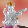 Saraswati Idol Pure Silver 990 Statue , 19 to 21 GMS Colourful Maa Murti for Pooja