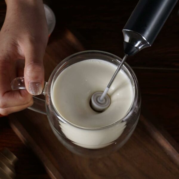 USB Rechargeable Electric Foam Maker - Handheld Milk Wand Mixer Frother for Hot Milk, Hand Blender Coffee, Egg Beater (Black) - Image 5