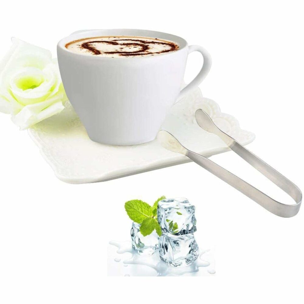 GAFFEL 1 Pc Stainless Steel Mini Sugar Cube Tong| Ice Tong| Sugar Cube Picker/Candy Serving Tongs for Coffee Tea Sugar Ice Cube Appetizer Kitchen Serving 4.5 Inch', Silver - Image 6