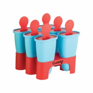 Clazkit Set of 6 Plastic Reusable Ice Pop Makers, Homemade Popsicle/Frozen Ice Cream/Kulfi Candy for Children & Adults - Multicolor, 11.4 x 11.9 x 14.1 cm