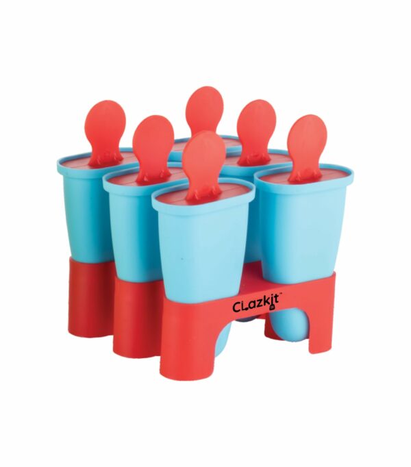 Clazkit Set of 6 Plastic Reusable Ice Pop Makers, Homemade Popsicle/Frozen Ice Cream/Kulfi Candy for Children & Adults - Multicolor, 11.4 x 11.9 x 14.1 cm