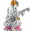 Saraswati Idol Pure Silver 990 Statue , 19 to 21 GMS Colourful Maa Murti for Pooja