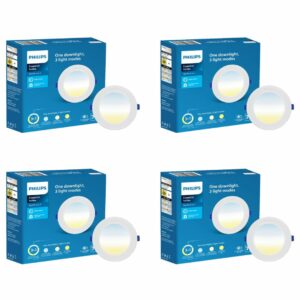 PHILIPS StarFit 7-watt Round LED Downlighter | 3 Colors in 1 Concealed JB LED Downlight | LED Ceiling Light for Home and Hall | Cut Out: 3 inch, Color: Tunable White, Pack of 4