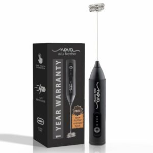 Rechargeable Milk Frother & Coffee Whisker with Dual Spring Tech | 1 Year Replacement Warranty | Free Coffee Frothing Recipe Book