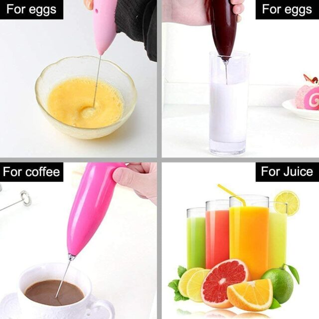 Handheld Milk Frother, Mini Milk Foamer Stainless Steel Battery Operated Soft Touch Premium Drink Mixer with Frother Stand for Coffee Hot Milk, Coffee Foamer, Egg Beater, Hand Blender