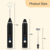 Handheld Milk Frother, USB Rechargeable 3 Speed Modes Mini Electric Milk Foam Maker with 2 Different Whisking Head Mixer for Coffee, Latte, Cappuccino, Hot Chocolate & Egg Whisks