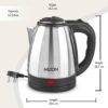 Milton Euroline Go Electro 1 2 Stainless Steel Electric Kettle, (1 Piece), 1 2 Litres, Silver | Power Indicator | 1500 Watts | Auto Cut-off | Detachable 360 Degree Connector | Boiler for Water