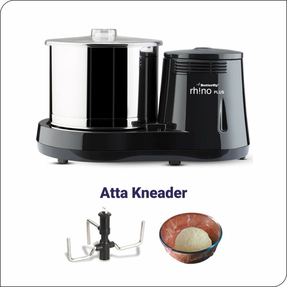 Butterfly Rhino Plus 2 Litres Table-Top Wet Grinder | 150 Watts | Shockproof ABS Body | Coconut Scrapper Attachment | Dough Kneader | Stainless Steel Drum | 2 Years Manufacturer's Warranty | Grey - Image 4