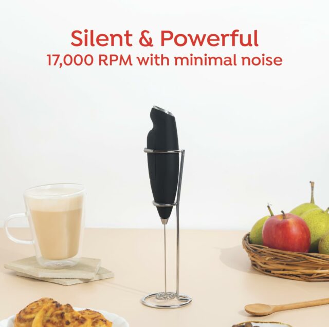Powerful Milk Frother Wand - Ultra Fast Handheld Drink Mixer - Electric Whisk Foam Maker for Coffee, Lattes, Cappuccino, Frappe, Matcha, Hot Chocolate & Coffee Creamer