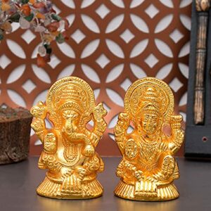 Laxmi Ganesh Statue | Metal Hand Craved Laxmi Ganesh for Home Decorative Diwali Gift Puja Gifts Corporate (Laxmi ji Ganesh Ji)