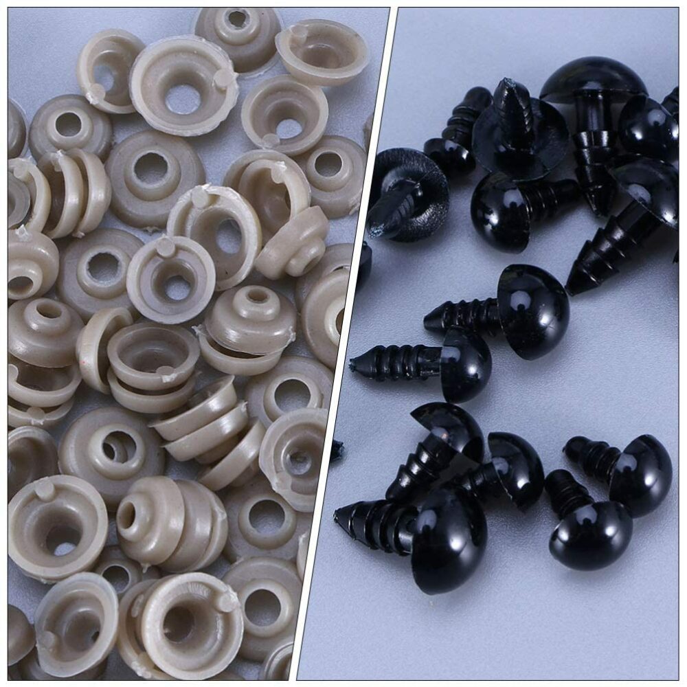 Street27 142 Pieces 6mm/8mm/9mm/10mm/12mm Mixed Plastic Black Doll Puppet Eyes Animal Crafts Safety Eyes for Teddy Bear Children Kids DIY Soft Toys Accessories - Image 2