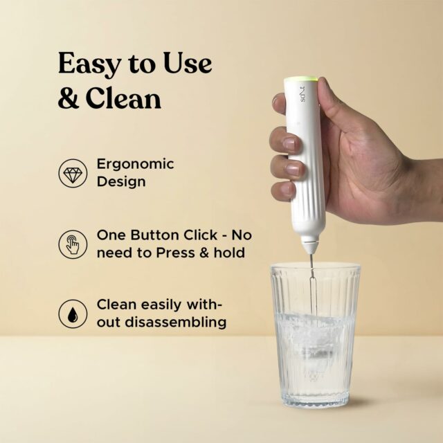 AeroWhisk Pro Rechargeable Frother | 3 Speed Modes | 3 Replaceable Heads - Milk Frother, Egg Beater, Mixer | Powerful Motor with 1500mAh Battery | Stand Included (White)