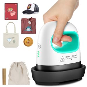 Mefine Mini Heat Press Heat Press Machine DIY Hot Press with 3 Heat Settings Portable Heat Press Machine Printing Machine for T-Shirts, Hats, Shoes Bags (Green & White)