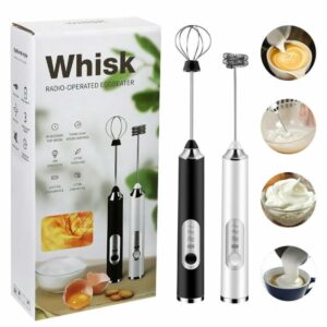 USB Rechargeable Electric Foam Maker - Handheld Milk Wand Mixer Frother for Hot Milk, Hand Blender Coffee, Egg Beater (Black)