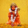 Marble Hanuman Ji Ki Murti in Blessing Posture with GSitting Lord Balaji Bajrangbali Sankat Mochan Bhagwan Idol for Temple Car Dashboard Home Decor Statue Gift (Orange)