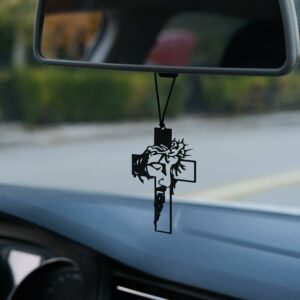 LUVIHCRETE Acrylic Christian car Hanging, Dream Catcher for car, Car Mirror Hanging Accessories, Car Hanging Accessories Interior, Christian Hanging for car, Car Decoration Accessories, Black