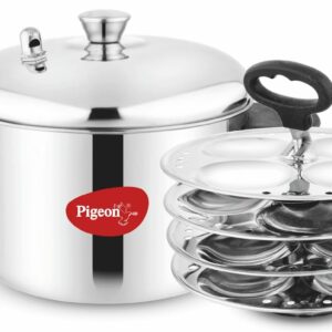 Pigeon Stainless Steel Idly Maker 4 Plates Compatible with Induction and Gas Stove