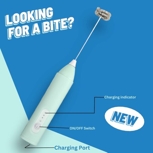 Rechargeable Handheld Milk Frother - 3-Speed Electric Foam Maker for Coffee, Coffee Frother Mixer, Stand-up Design, for Cream, Latte, Cappuccino Type C Charging 1200 mAh Battery