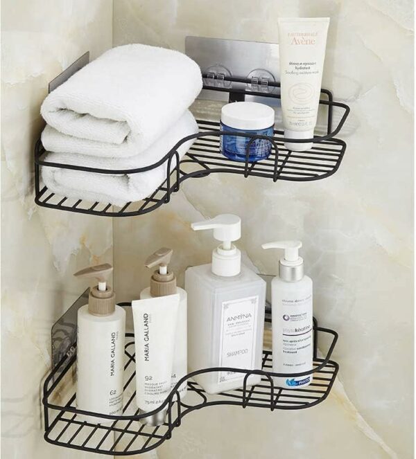 Multipurpose Corner Storage Organizer Rack - No Drilling, Black - Image 2